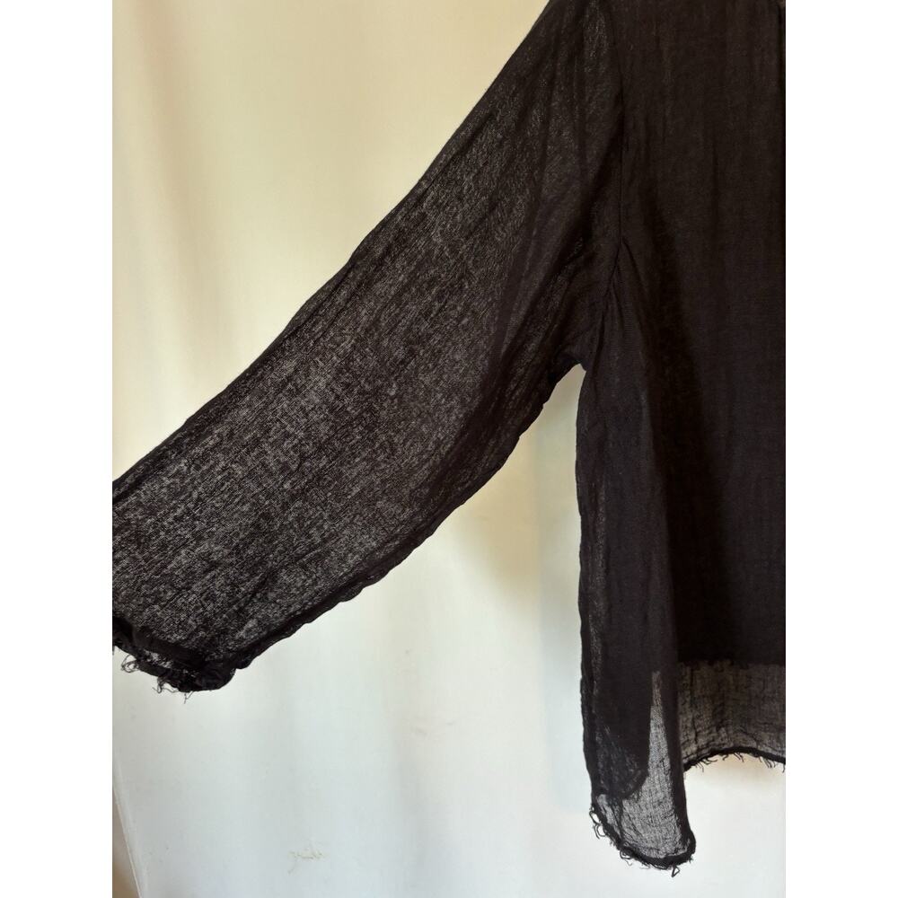 Eileen Fisher Blouse Top Button Up Black Linen Relaxed XXL 2XL 3XL - Picture 4 of 11